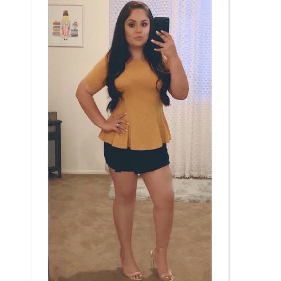 Tops - Mustard Peplum Top